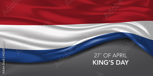 Netherlands happy king's day greeting card, banner with template text vector illustration