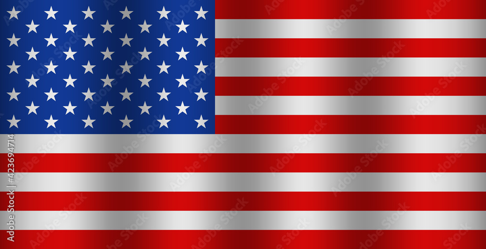 Fototapeta premium American flag with wave. Usa waving background. Banner of united states of america. American national day with wind. Emblem of veteran. Patriotic and memorial holiday. Stripe and star. Vector