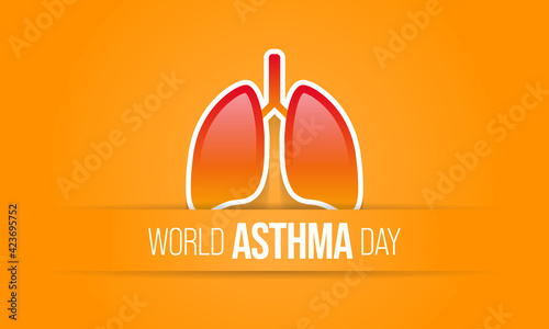 World Asthma day is observed each year in May. it is a disease that affects the lungs. It is one of the most common long-term diseases of children, but adults can have asthma too. Vector illustration.