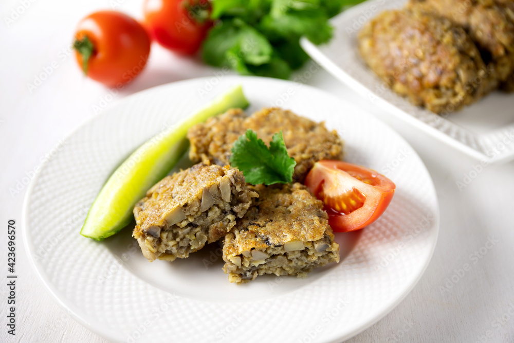 Vegetable cutlets with mushrooms and oat.