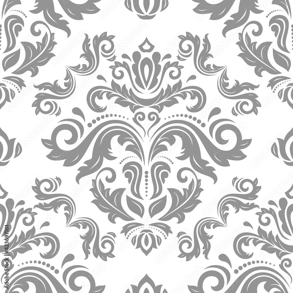 Orient Damask Seamless Vector Background With Arabesques