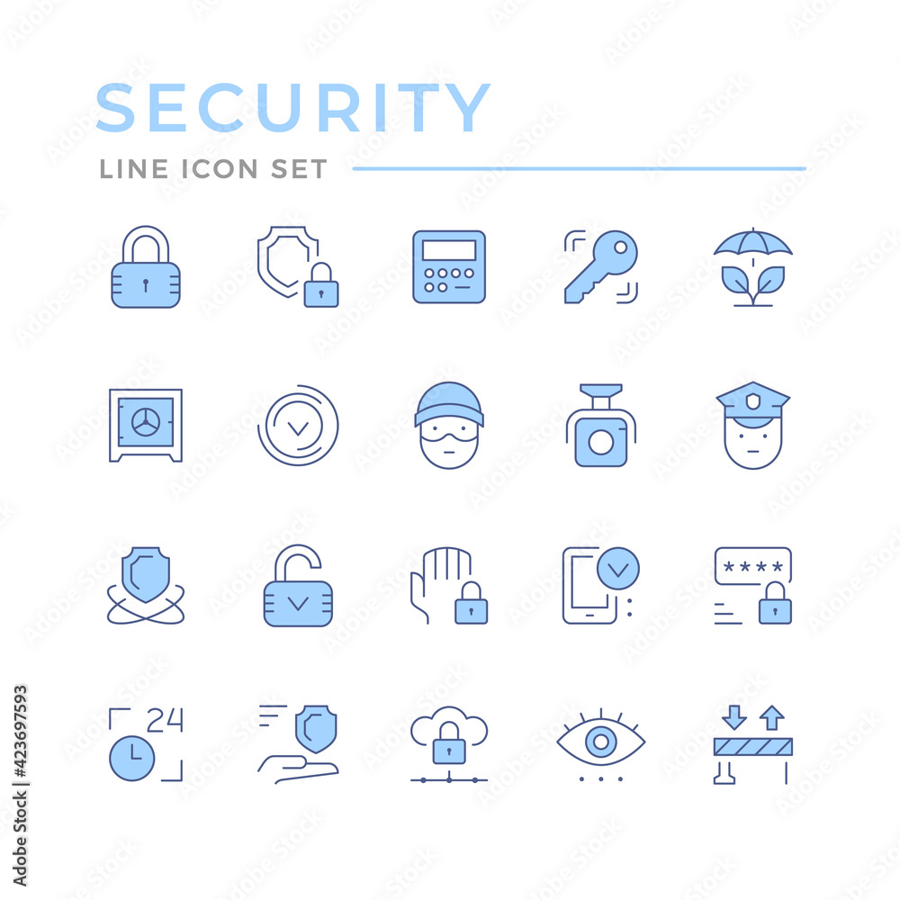 Set color line icons of security