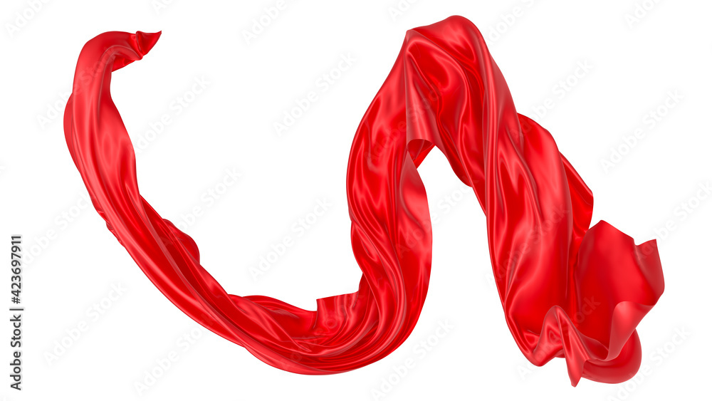 Beautiful flowing fabric of red wavy silk or satin. 3d rendering image. Beautiful flowing fabric of red wavy silk or satin. 3d rendering image.