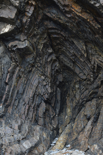 Detail of the folded strata of the cliffs at Hartland Devon