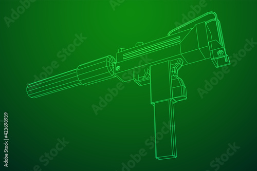 Submachine gun modern firearms pistol with silencer