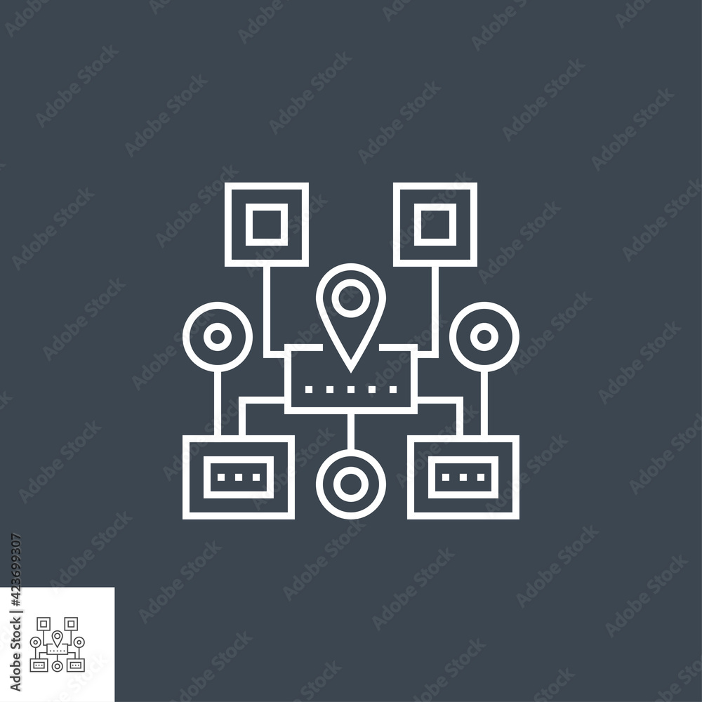 Sitemap Navigation Related Vector Thin Line Icon. Isolated on Black Background. Editable Stroke. Vector Illustration. Sitemap Navigation Related Vector Thin Line Icon. Isolated on Black Background. Editable Stroke. Vector Illustration.