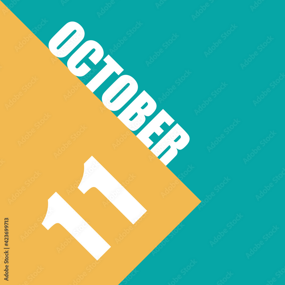 october 11th. Day 11 of month,illustration of date inscription on orange and blue background autumn month, day of the year concept october 11th. Day 11 of month,illustration of date inscription on orange and blue background autumn month, day of the year concept