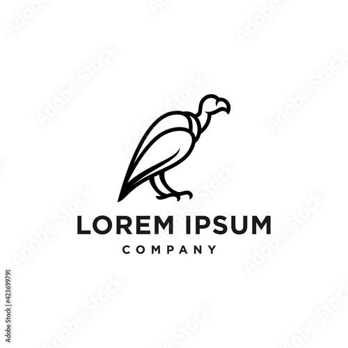 condor, vulture bird logo line icon design Illustration in trendy minimal outline hipster style