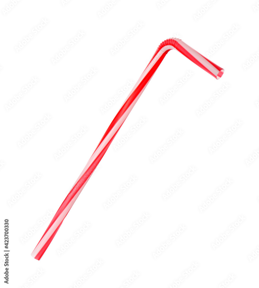 Red striped plastic straw for drink isolated on white Red striped plastic straw for drink isolated on white