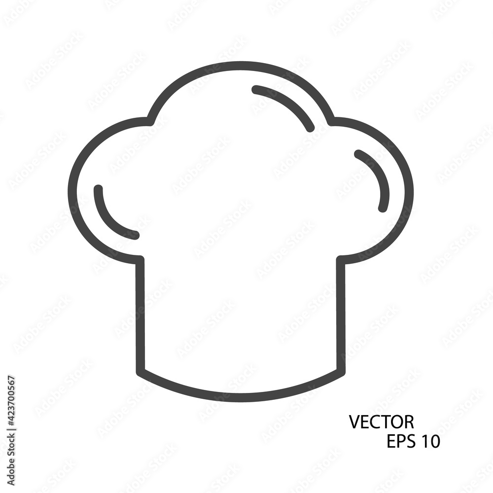 Chef's hat flat icon. Pictogram for web. Line stroke. Isolated on white background. Vector eps10 Chef's hat flat icon. Pictogram for web. Line stroke. Isolated on white background. Vector eps10