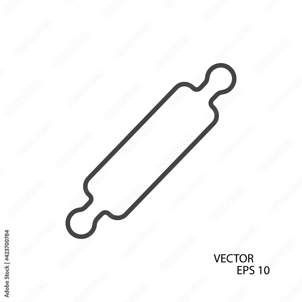 Rolling pin flat icon. Pictogram for web. Line stroke. Isolated on white background. Vector eps10 Rolling pin flat icon. Pictogram for web. Line stroke. Isolated on white background. Vector eps10