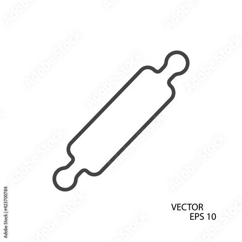 Rolling pin flat icon. Pictogram for web. Line stroke. Isolated on white background. Vector eps10