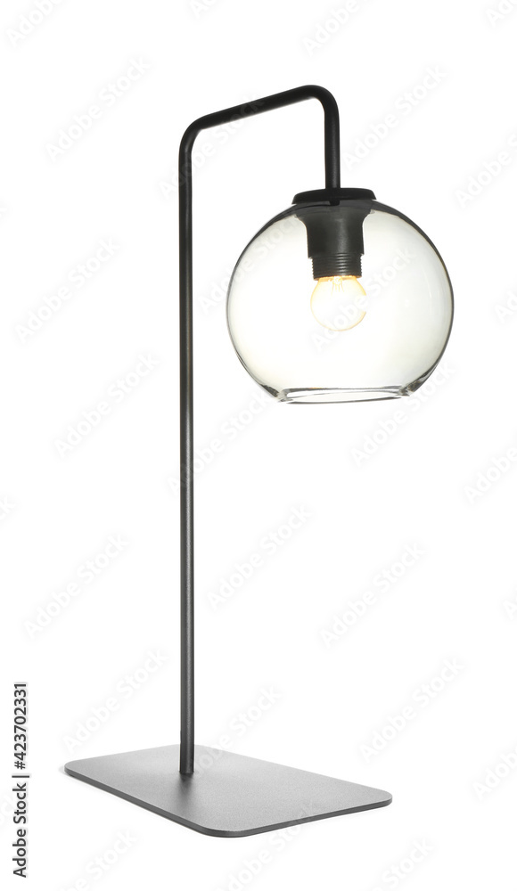 Stylish table lamp isolated on white. Modern device Stylish table lamp isolated on white. Modern device