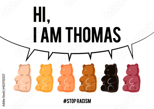 Stop racism, Stop Asian hate, Stop black Hate - Gummy Bear,  fight for rights