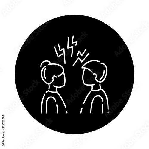 Conflict color line icon. Disagreement, relationship troubles concept.