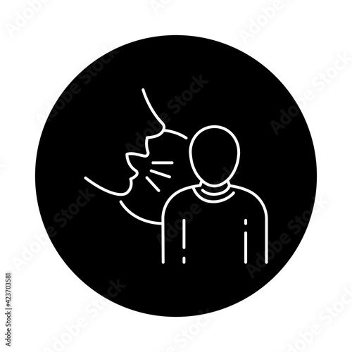 Insult black line icon. Verbal bullying. Harassment, social abuse and violence.