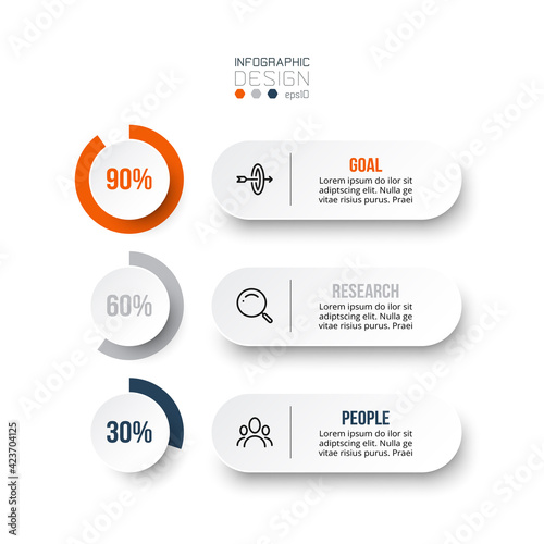 Business concept infographic template with percentage option.