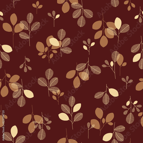 Seamless and abstract leaf illustration pattern,