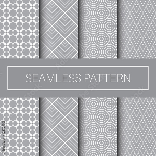 Seamless Geometric Pattern Tile Collection in Monochrome Color
