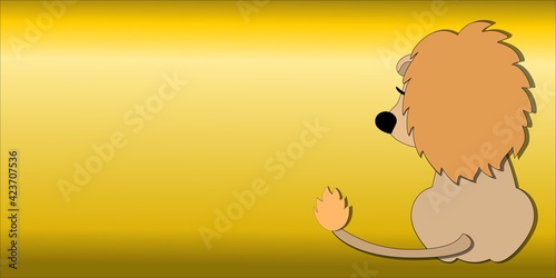 Picture with space for text, lion cub turned away, Vector illustration