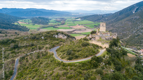 aerial view of ocio castle in alava  Spain