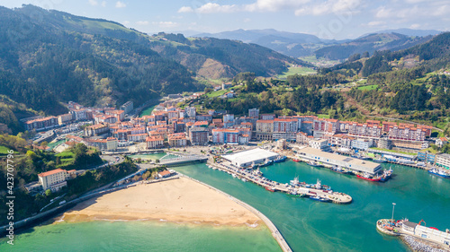 aerial view of ondarroa fishing town, Spain