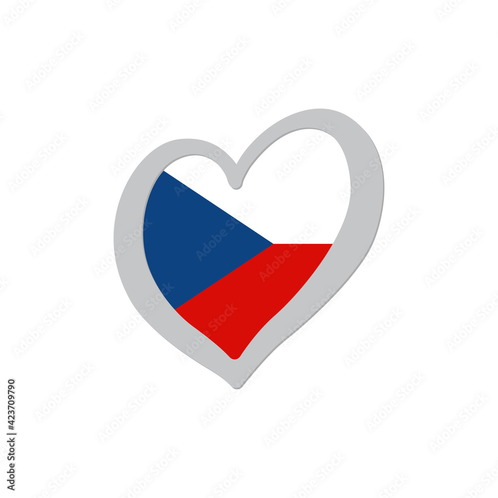 Czech Republic flag inside of heart shape icon vector. Eurovision song contest symbol vector illustration Czech Republic flag inside of heart shape icon vector. Eurovision song contest symbol vector illustration