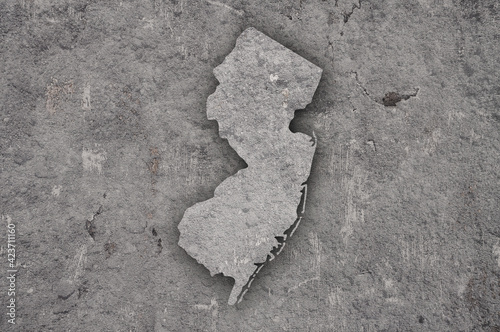 Karte von New Jersey auf verwittertem Beton
