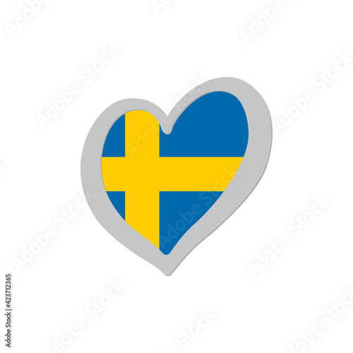 Sweden flag inside of heart shape icon vector. Eurovision song contest symbol vector illustration