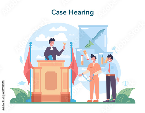 Judge concept. Court worker stand for justice and law. Judge