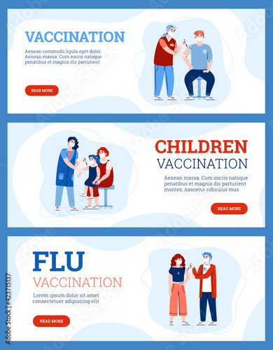 Population vaccination concept for immunity health, cartoon vector illustration.