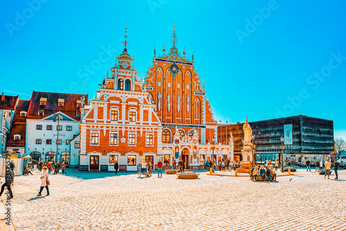 House of Blackheads (Melngalvju nams) is a monument of architecture of the XIV century, Located on the Town Hall Square. photo