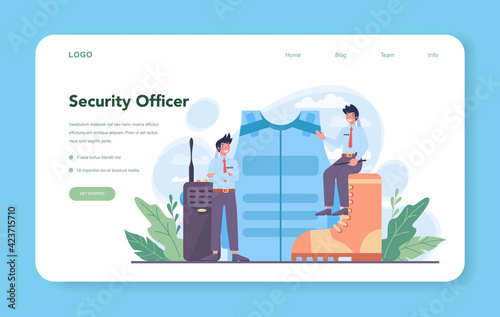 Security guard web banner or landing page. Surveillance and ptrotection