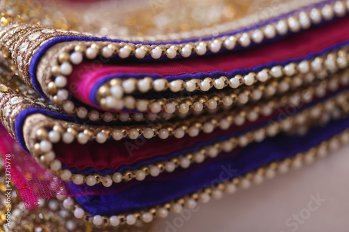 bead work on a saree