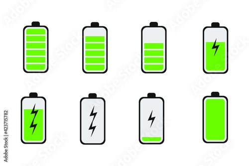 Charge Phone Battery Icons Set Illustration