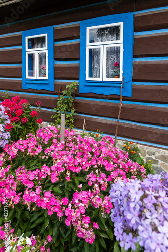 Old wooden houses in village Osturna, Spiska magura region, Slovakia