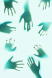 noisy image of hands silhouette. mental illness concept