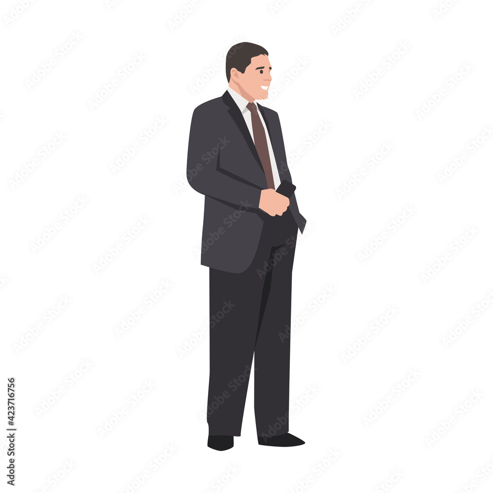 standing businessman character flat vector illustration isolated on white background standing businessman character flat vector illustration isolated on white background