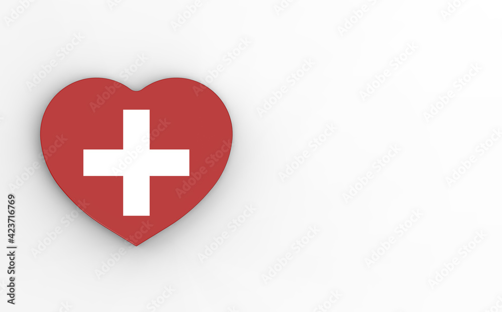 Fototapeta premium 3d rendering. 3d image. red heart with white cross on white background