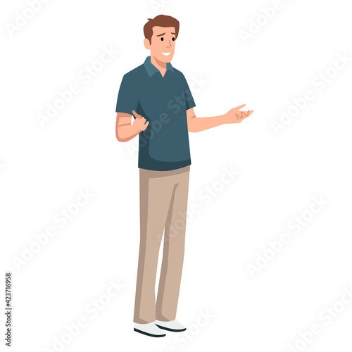 Flat design icon. Handsome man in doubts. Simply editable isolated vector illustration