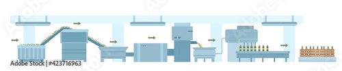 Stages of process production of food olive oil at factory with industry equipment