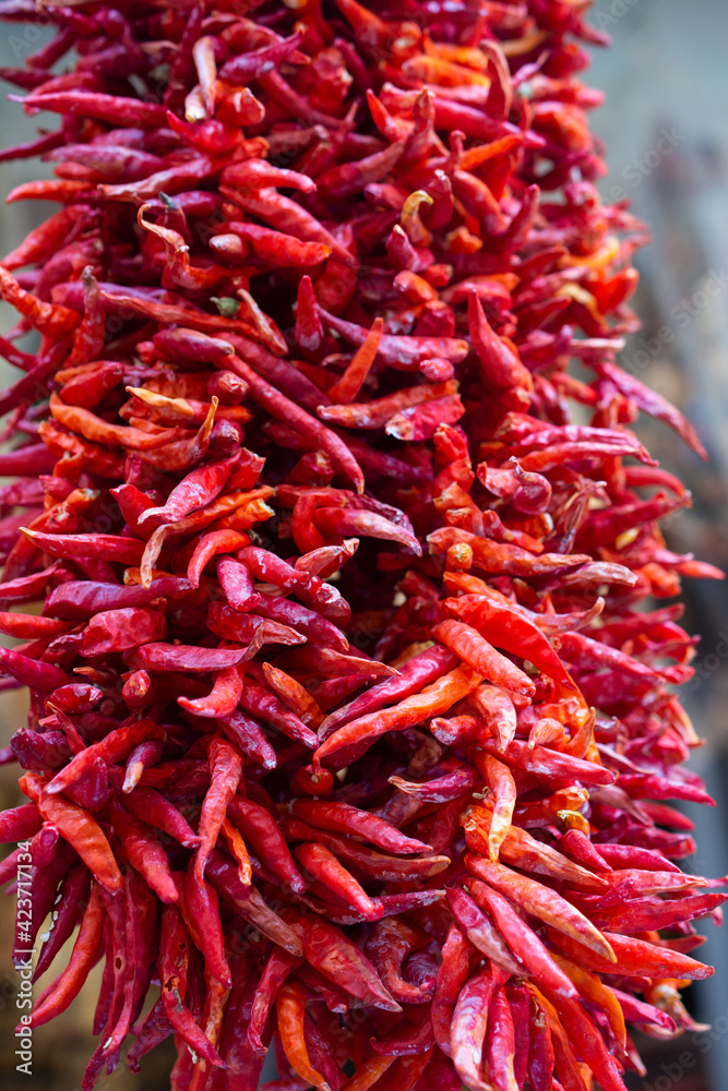 A Lot of dried Red Chilli Peppers as food background