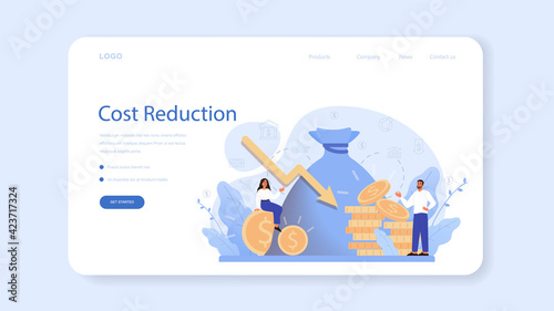 Cost optimization web banner or landing page. Idea of financial