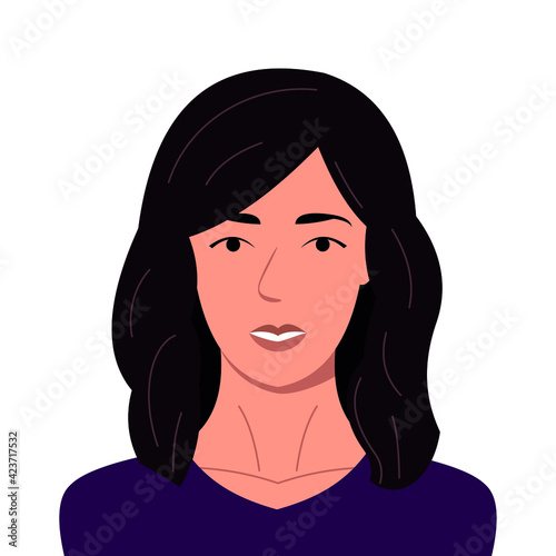 Portrait of a beautiful woman, brunette young model, girl on a white background, illustration isolated