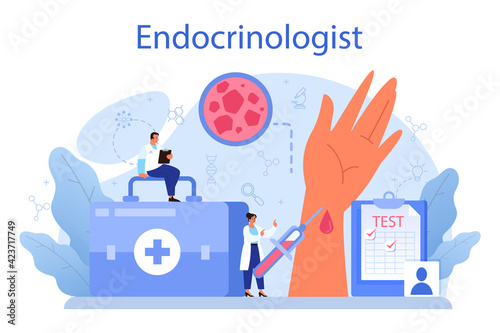 Endocrinologist concept. Thyroid examination. Doctor examine hormone