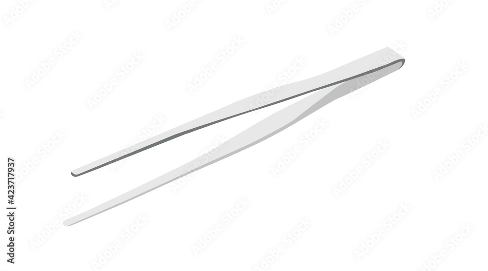 Vector isolated illustration of realistic metal tweezers Vector isolated illustration of realistic metal tweezers