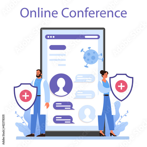 Professional immunologist online service or platform set. Idea of healthcare