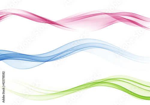 Set of abstract vector waves .Blue,red and green wave.