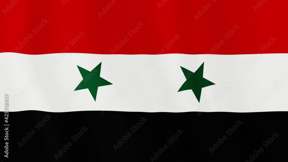 National flag of Syria. 3D Realistic Syria Flag Waving in the Wind Continuously. Seamless Loop and High Quality Country Banner Animation. Textile Fabric Surface. National flag of Syria. 3D Realistic Syria Flag Waving in the Wind Continuously. Seamless Loop and High Quality Country Banner Animation. Textile Fabric Surface.