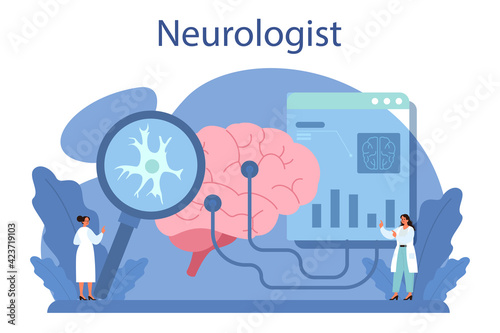 Neurologist concept. Doctor examine human brain. Idea of doctor caring